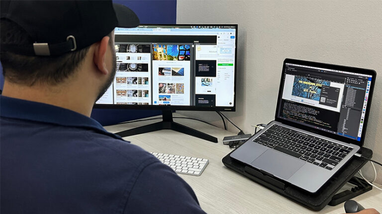 designer working on website