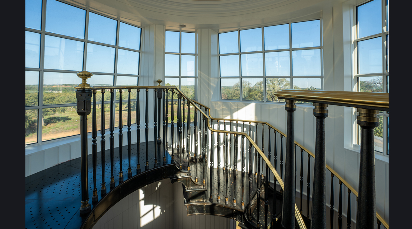 View of the post oak landscape from the rooftop of the staircase