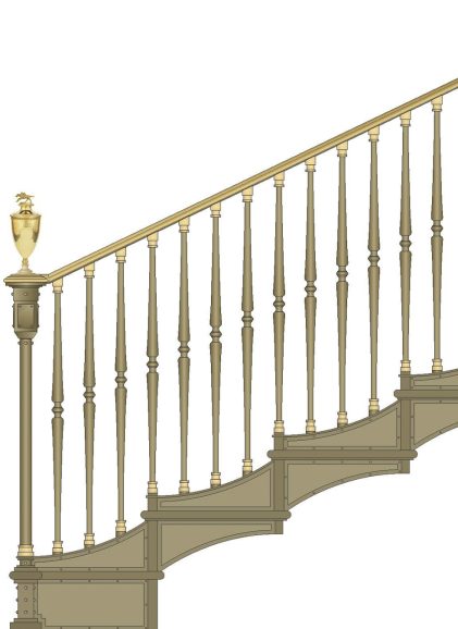 Architectural shop drawing of a flight of stairs