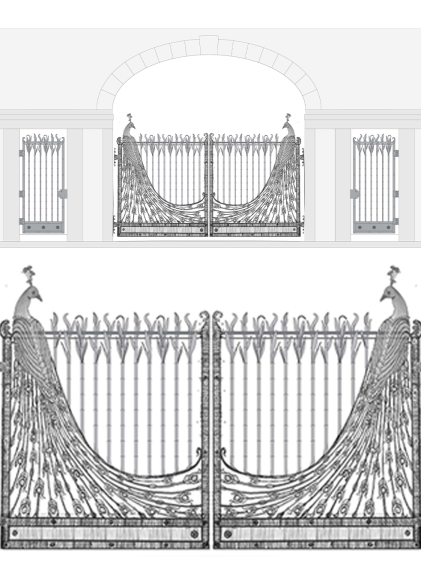 ARCHITECTURAL DRAWING OF THE PEACOCK VEHICULAR GATE
