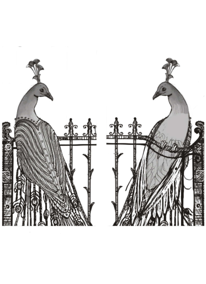 HAND-DRAWN SKETCH OF THE PEACOCK VEHICULAR GATE
